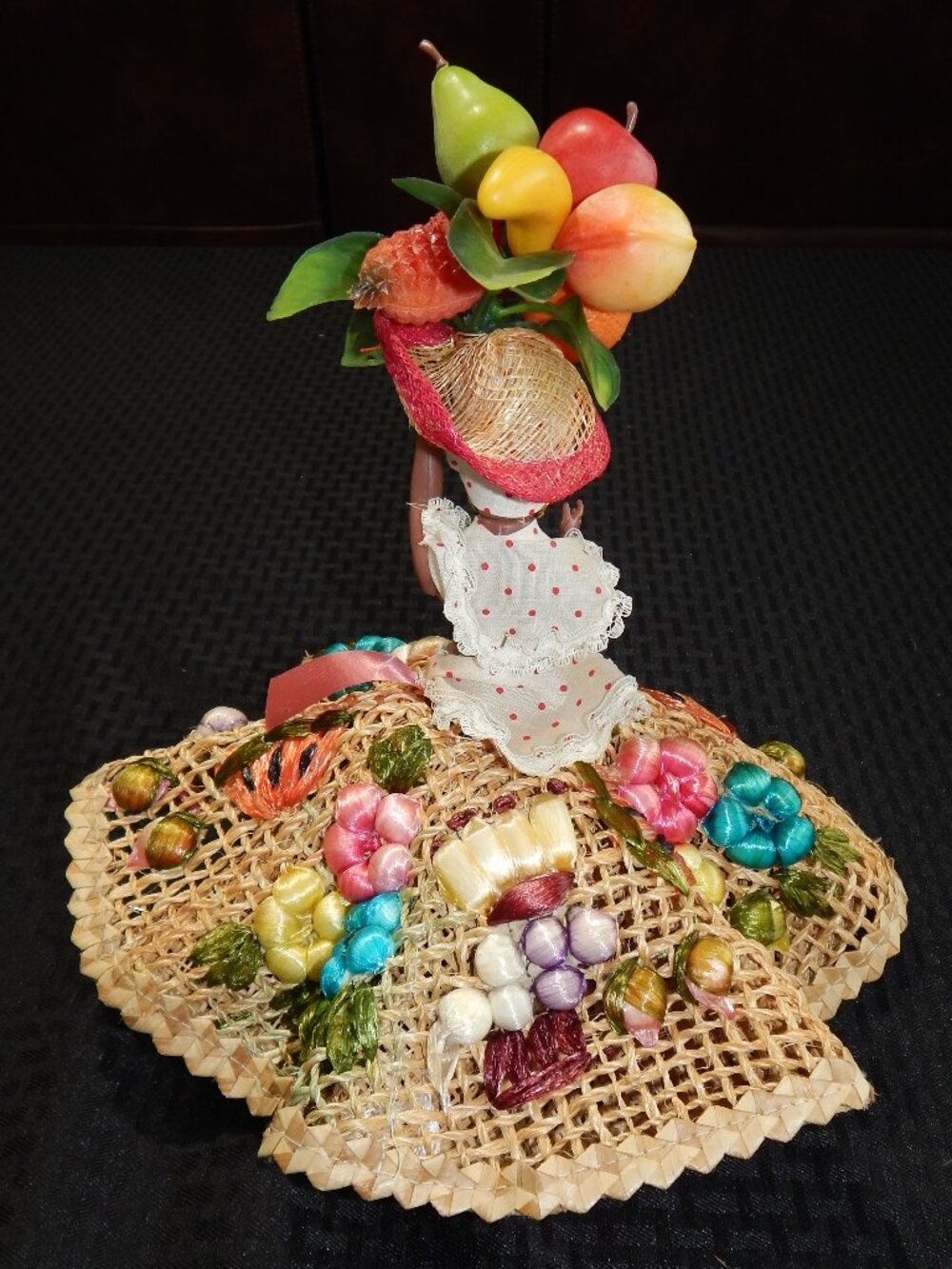 Vintage Black Americana Carmen Miranda Inspired Style Art Doll Fruit Bowl Hat - Picture 2 of 5
